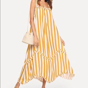 Frill Trim Striped Cami Dress